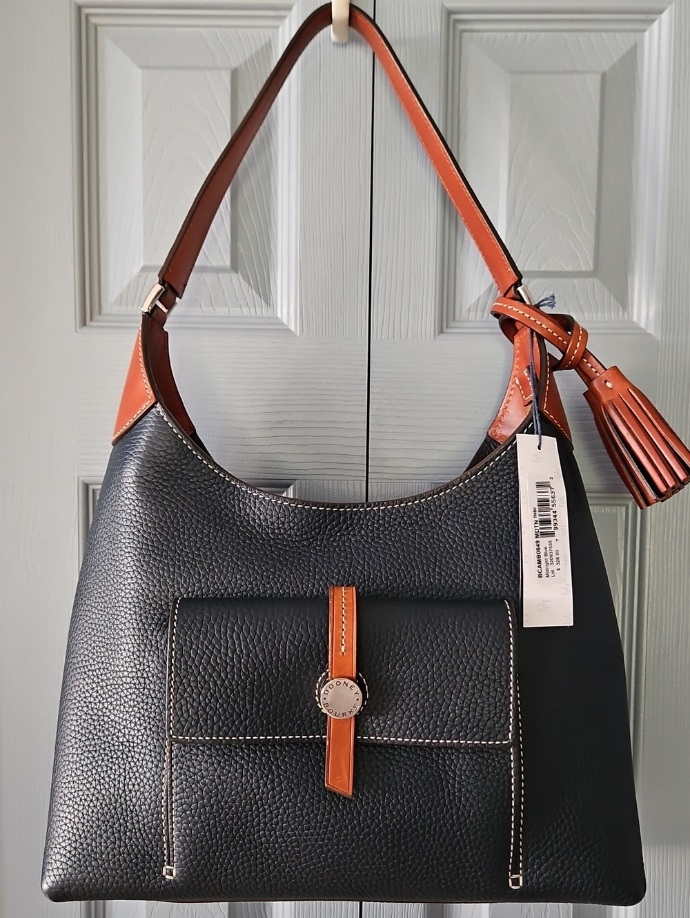 Dooney & Bourke Midnight Blue Pebble Leather Hobo Bag